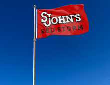 Load image into Gallery viewer, outdoor display of red st johns red storm flag for tailgate decor
