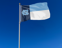 Load image into Gallery viewer, outdoor display of state of texas style north carolina tar heels flag for tailgate decor
