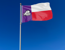 Load image into Gallery viewer, outdoor display of state of texas style tcu flag for tailgate decor
