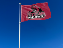 Load image into Gallery viewer, outdoor display of red suny potsdam bears 3x5 flag for tailgate decor
