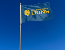 Load image into Gallery viewer, outdoor display of texas A&amp;M commerce lions flag for tailgate decor
