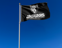 Load image into Gallery viewer, outdoor display of texas a&amp;m university san antonio jaguars flag for tailgate decor
