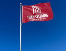 Load image into Gallery viewer, outdoor display of red transylvania university flag for tailgate decor
