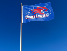 Load image into Gallery viewer, outdoor display of umass lowell 3x5 flag for tailgate decor
