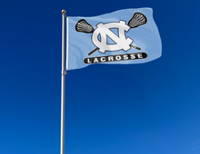 Load image into Gallery viewer, outdoor display of north carolina lacrosse flag for tailgate decor
