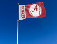 Load image into Gallery viewer, outdoor display of university of alabama baseball flag for tailgate decor
