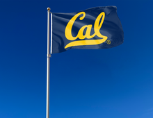 Load image into Gallery viewer, outdoor display of blue university of california berkeley flag for tailgate decor
