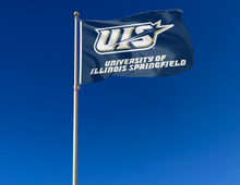 Load image into Gallery viewer, outdoor display of university of illinois springfield flag for tailgate decor
