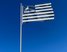Load image into Gallery viewer, outdoor display of usa flag style samford university flag for tailgate decor
