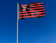 Load image into Gallery viewer, outdoor display of usa flag style texas tech university flag for tailgate decor
