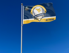 Load image into Gallery viewer, outdoor display of west virginia college world series 2026 flag for tailgate decor
