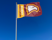 Load image into Gallery viewer, outdoor display of winthrop university eagles flag for tailgate decor
