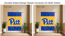 Load image into Gallery viewer, pitt logo reading correctly on both sides of double sided house flag
