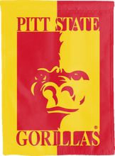Load image into Gallery viewer, red and gold pitt state gorillas double sided house flag for college dorm decor
