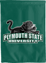 Load image into Gallery viewer, green plymouth state university double sided house flag for game day decor
