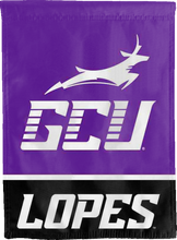 Load image into Gallery viewer, purple and black gcu lopes double sided house flag for man cave decor
