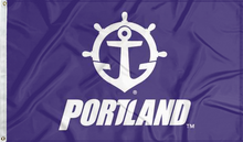 Load image into Gallery viewer, purple university of Portland pilots flag for college dorm decor
