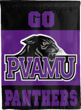 Load image into Gallery viewer, pvamu double sided house flag hung outside for man cave decor
