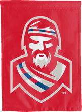 Load image into Gallery viewer, red radford university double sided house flag with the highlander logo for man cave decor
