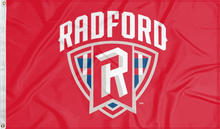 Load image into Gallery viewer, red radford university flag for college dorm decor
