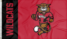 Load image into Gallery viewer, red and black ndscs wildcats flag for college dorm decor
