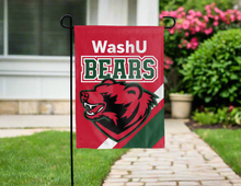 Load image into Gallery viewer, red double sided garden flag with washu bears logo for yard decor
