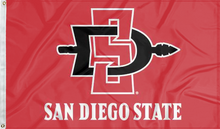 Load image into Gallery viewer, red san diego state aztecs flag for college dorm decor
