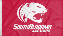 Load image into Gallery viewer, red south alabama jaguars flag for college dorm decor
