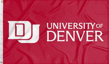 Load image into Gallery viewer, red university of denver flag for college dorm decor
