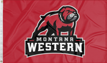 Load image into Gallery viewer, red university of montana western bulldogs flag for college dorm decor
