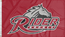 Load image into Gallery viewer, red rider university broncs flag for college dorm decor
