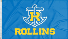 Load image into Gallery viewer, blue rollins college tars flag for college dorm decor
