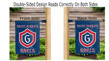 Load image into Gallery viewer, saint mary's gaels logo reading correctly on both sides of double sided garden flag
