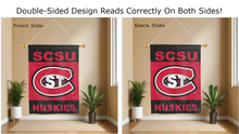 Load image into Gallery viewer, scsu huskies logo reading correctly on both sides of house flag
