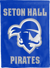 Load image into Gallery viewer, blue seton hall pirates double sided house flag for man cave decor
