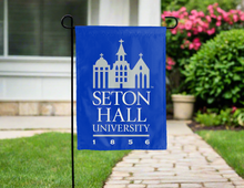 Load image into Gallery viewer, blue seton hall university double sided garden flag with 1856 logo for yard decor
