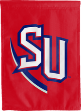 Load image into Gallery viewer, red shenandoah university double sided house flag for game day decor
