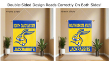Load image into Gallery viewer, south dakota state jackrabbits logo reading correctly on both sides of double sided house flag
