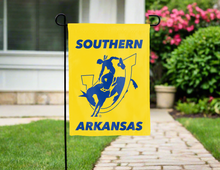 Load image into Gallery viewer, gold southern arkansas university double sided garden flag for yard decor
