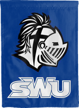 Load image into Gallery viewer, blue southern wesleyan university double sided house flag for game day  decor
