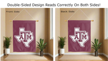Load image into Gallery viewer, state of texas border logo reading correctly over texas A&amp;M house flag

