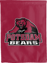 Load image into Gallery viewer, red suny potsdam bears double sided house flag for game day decor
