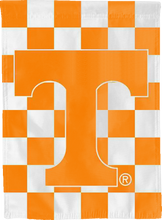 Load image into Gallery viewer, tennessee vols double sided house flag with checkered background for college dorm decor
