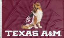 Load image into Gallery viewer, maroon texas a&amp;m mascot 3x5 flag for college dorm decor
