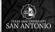 Load image into Gallery viewer, black texas a&amp;m university san antonio flag for college dorm decor
