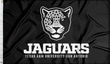 Load image into Gallery viewer, black texas a&amp;m university san antonio jaguars flag for college dorm decor
