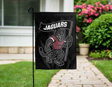 Load image into Gallery viewer, black texas a&amp;m san antonio garden flag with general the jaguar logo for yard decor
