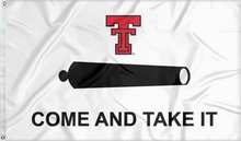 Load image into Gallery viewer, texas tech university flag with come and take it logo for college dorm decor

