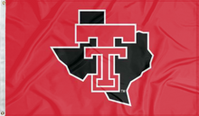 Load image into Gallery viewer, texas tech university flag with texas border logo for college dorm decor
