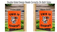 Load image into Gallery viewer, this is Bowling Green country logo reading correctly on both sides of garden flag
